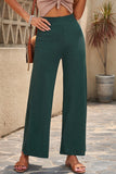Womens High-waisted Ribbed Straight-leg Pants