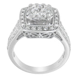 10K White Gold Diamond Cluster Ring (1 Cttw, H-I Color, SI2-I1 Clarity) - Size 6-1/2