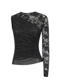 Self-Portrait Women One Shoulder Floral Lace Top