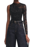 Self-Portrait Women One Shoulder Floral Lace Top