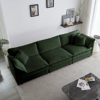 Sofa Set of 2 Chenille Couch, 2+3 Seater Sofa Set Deep Seat Sofa, Modern Sofa Set for Living Room, Green Chenille