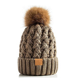 Snow Cap Knitted Hat Unisex Rolled Brim