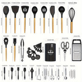 Wooden-Handle Silicone Kitchen Tool Set