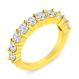 14K Yellow Gold Plated .925 Sterling Silver 2.0 Cttw Round Brilliant Cut Diamond 10 Stone Anniversary Band Ring (J-K Color, I1-I2 Clarity) - Size 7