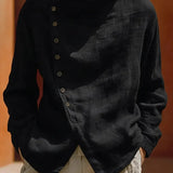Mens Retro Loose-Fit Crew-Neck Shirt