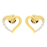 14K Yellow Gold 1/8 Cttw Diamond Journey Heart Hoop Earrings (K-L Color, I1-I2 Clarity)