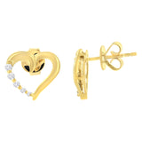 14K Yellow Gold 1/8 Cttw Diamond Journey Heart Hoop Earrings (K-L Color, I1-I2 Clarity)