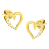 14K Yellow Gold 1/8 Cttw Diamond Journey Heart Hoop Earrings (K-L Color, I1-I2 Clarity)
