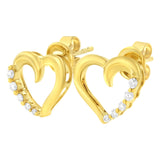 14K Yellow Gold 1/8 Cttw Diamond Journey Heart Hoop Earrings (K-L Color, I1-I2 Clarity)