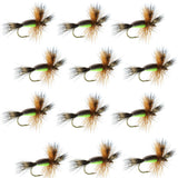 Barbless Chartreuse Humpy Hair Wing Dry Fly - 1 Dozen Flies Size 16