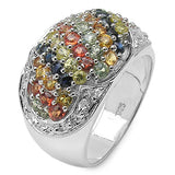 2.75 Carat Genuine Multi Sapphire .925 Sterling Silver Ring