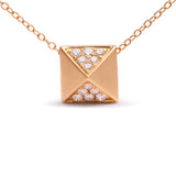 14K Yellow Gold 1/4 Cttw Diamond Matte Finished Pyramid Pendant Necklace (G-H Color, SI1-SI2 Clarity) - 18 Inches