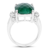 8.50 Carat Dyed Emerald and White Topaz .925 Sterling Silver Ring