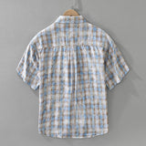 Mens Fashionable Plaid Short-Sleeve Shirt