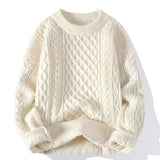 Round-neck High-neck Fleece-lined Solid-color Sweater