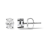 14K White Gold 2.0 Cttw Prong Set Lab Grown Oval Diamond Solitaire Stud Earring (F-G Color, VS1-VS2 Clarity)