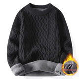 Round-neck High-neck Fleece-lined Solid-color Sweater