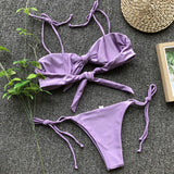 2026 Sexy Bikini Women Knotted Purple Swimwear Swimsuit Bowknot Bikinis Set Bathing Suit Banadores Mujer Maillot De Bain Femme