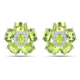 18K White Gold Plated 9.26 Carat Genuine Peridot and White Topaz .925 Sterling Silver Earrings