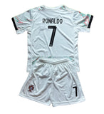 Ronaldo Portugal 2025 Away White Kids Soccer Jersey Kit 2 Piece Set