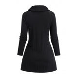 Womens Asymmetrical Turtleneck Long-Sleeve Knitted Cardigan