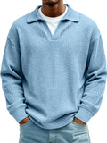 Waffle-Paneled Polo Shirt Mens Lapel Knitwear