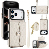 Phone Case Protective Leather Cover Crossbody Shoulder Strap Quilted Chanel-style