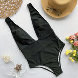 2025 High Cut Deep V Female Swimwear One Piece Swimsuit Women Backless Monokini High Waist Bathing Suit Swim Beachwear Bodysuit