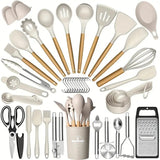 Wooden-Handle Silicone Kitchen Tool Set
