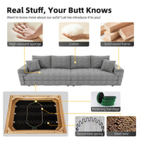 102.4 ' Plush Corduroy 4-Seat Sofa,Modern Comfy Upholstered Sofa Cloud Couch,Deep Seat Couches with Soft Pillows,Convertible Deep Seat Sofa Lounge Chair for Living Room Bedroom,Apartment,Office,Grey