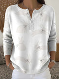 Buttoned Long-Sleeve Hoodie AutumnWinter Printed Fashionable & Unique Casual Sweater Coat For Women