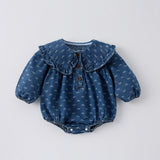 Toddler Denim Romper Triangle-style Crawling Suit Girls One-piece Dress