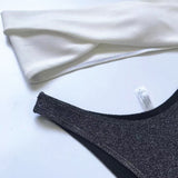 Sexy Sparkling Shiny Ribbed Bandeau Bikini 2025 Women Swimsuit Female Swimwear Two piece Bikini Set Triangle Bathing suit Swim