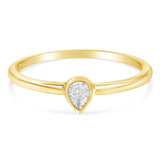 14K Yellow Gold Plated .925 Sterling Silver 1/20 Carat Diamond Teardrop Pear-Shaped Miracle Set Petite Fashion Ring (J-K Color, I1-I2 Clarity) - Size 6