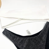 Sexy Sparkling Shiny Ribbed Bandeau Bikini 2025 Women Swimsuit Female Swimwear Two piece Bikini Set Triangle Bathing suit Swim