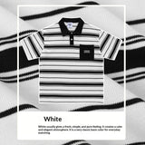 Loose-fitting Polo Shirt With A Lapel Collar Short-sleeved Striped T-shirt