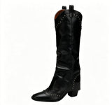 Retro Pointed-Toe Rivet Plus-Size Western Boots