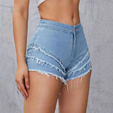 Slim-fit Stretchy Minimalist Patchwork Denim Shorts
