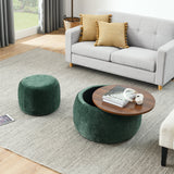 Modern Classic Round Storage Ottoman Coffee Table with Removable Top