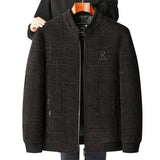 Men's Casual Jacket for Middle-Aged and Elderly Spring Autumn Loose Fit Solid Color