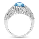 3.65 Carat Genuine Swiss Blue Topaz .925 Sterling Silver Ring