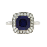 Created Sapphire Moissanite Ring Sterling Silver