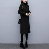 Womens MidLength KoreanStyle DoubleBreasted Wool Coat