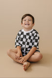 Organic Cotton Black & White Checkered Shorts Set