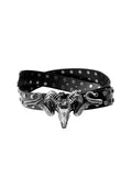 Distressed Skull And Sheep-head Belt Made From Full-grain Cowhide