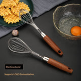 Stainless Steel Wooden-handled Manual Kitchen Mixeregg Beater Gadget