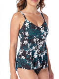 Swim Solutions Garden Confetti Underwire Babydoll Tankini Top,  Size 8