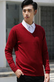 Mens Loose-Fit V-Neck Sweater Thick And Warm Knitted Top