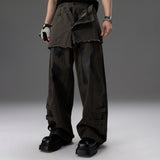 Mock-two-piece Design Straight-leg Workwear Pants