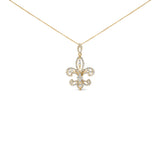 14K Yellow Gold 1.00 Cttw Round Diamond Fleur De Lis 18" Pendant Necklace (H-I Color, SI2-I1 Clarity)